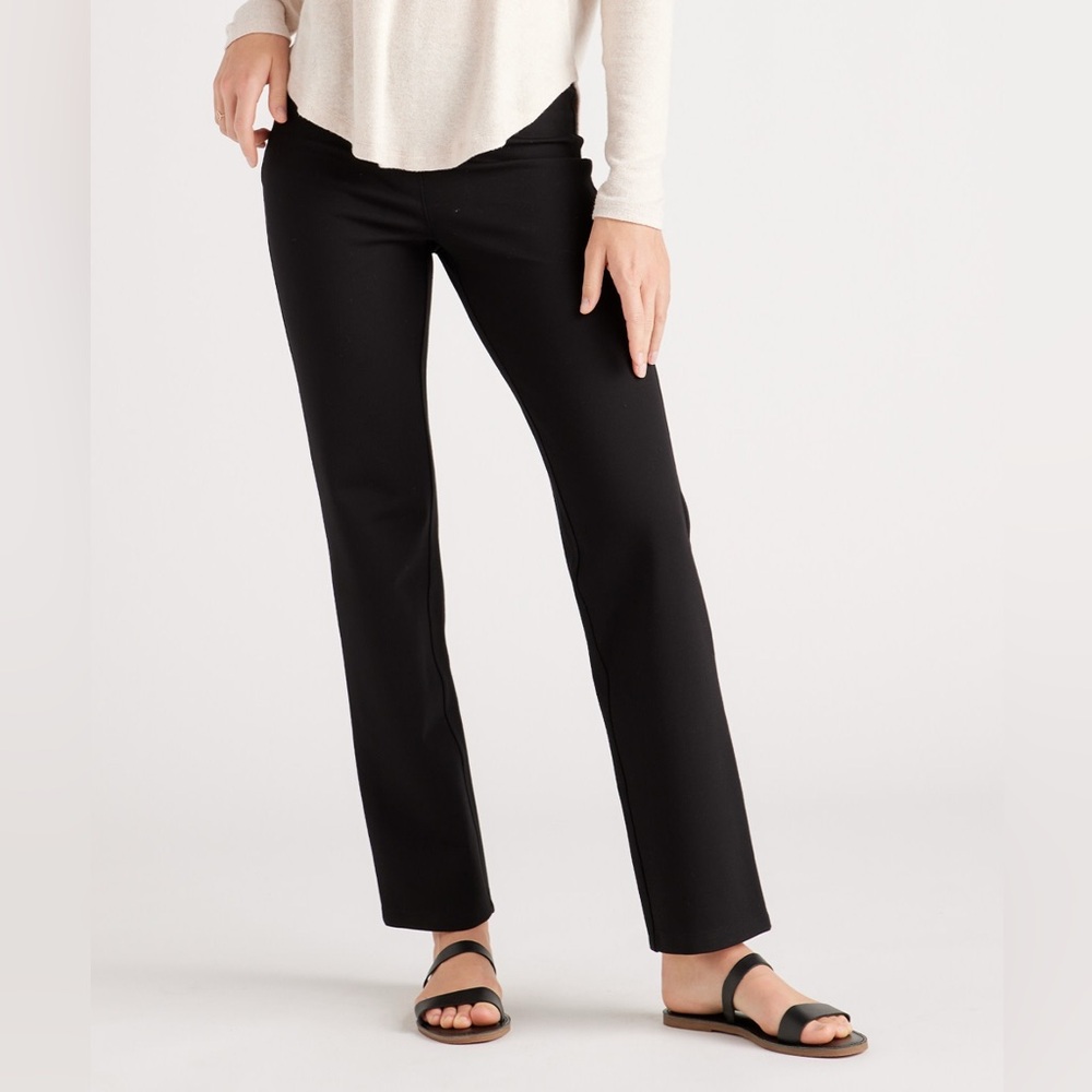 Quince Ultra Stretch Ponte Straight Leg Pants Black Women’s Size M